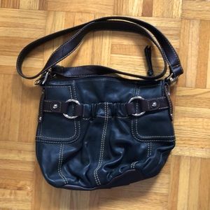 Danier Black Leather Purse with Brown Trim